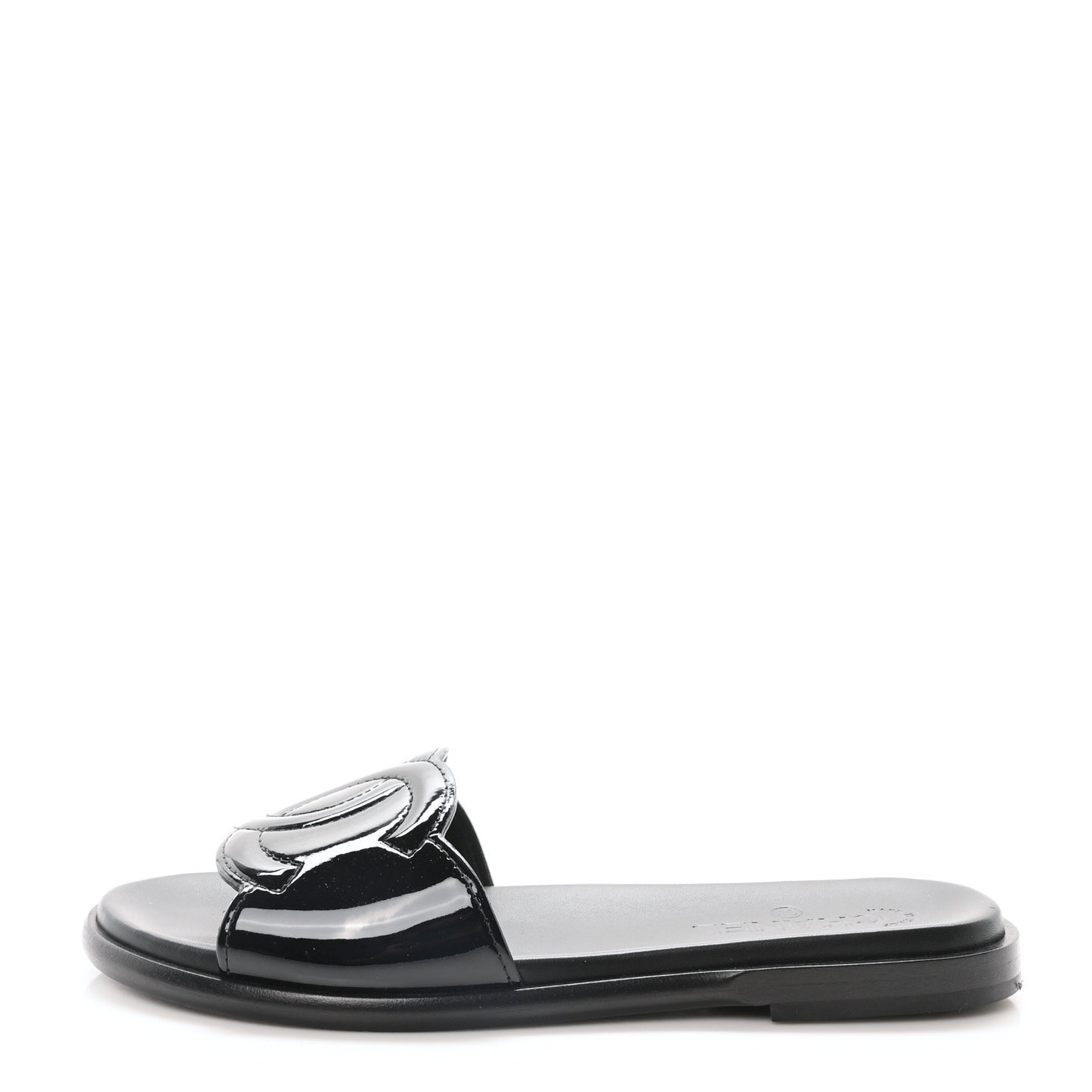 Mesh Patent Calfskin CC Mules 40.5 Black