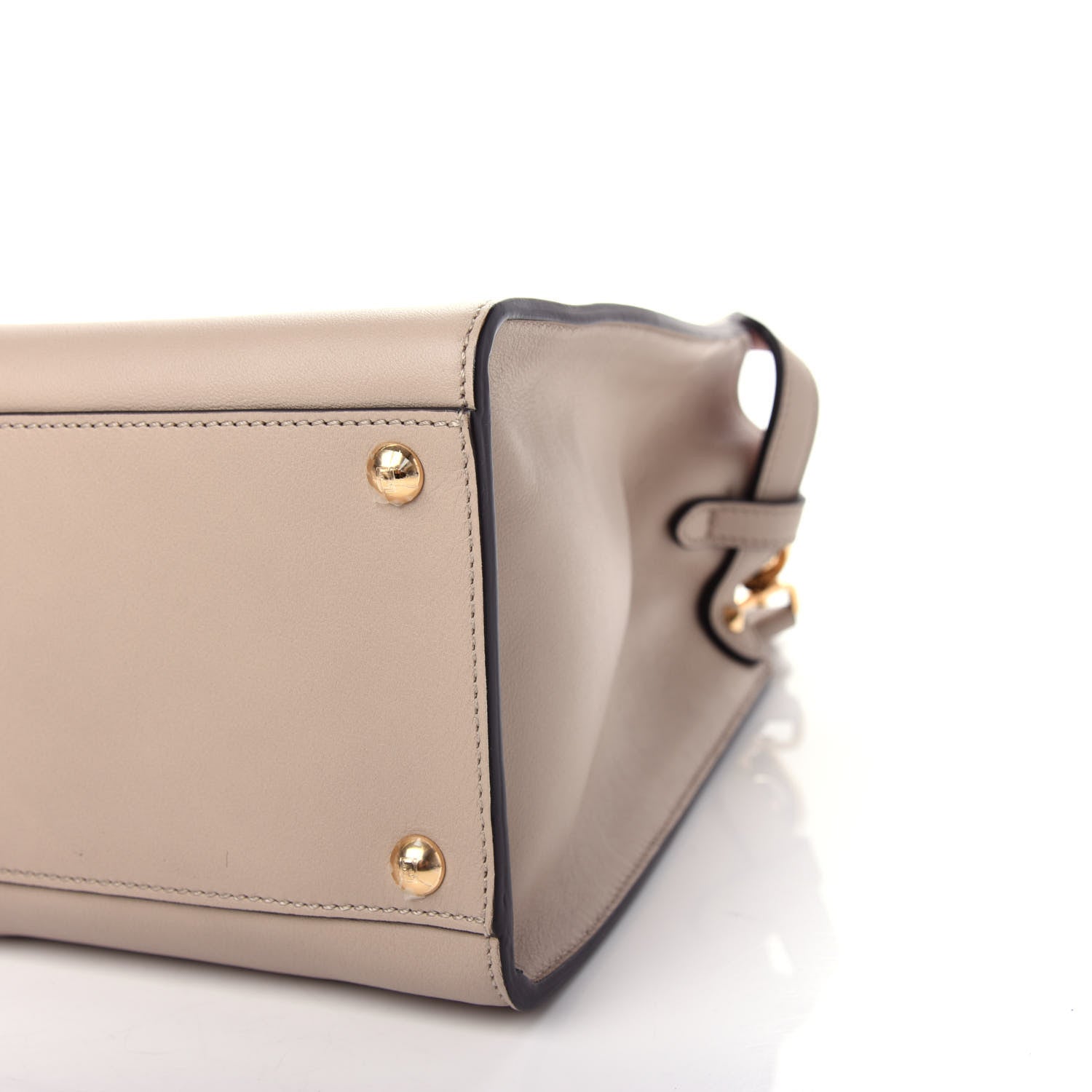 Fendi Vitello Seta Glazed Fabric FF 1974 Medium Peekaboo X-Lite Nuvola Mogano Panna 9 of 12