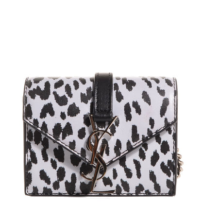 Saint Laurent Calfskin Monogram Leopard Print Mini Candy Crossbody Black White 1 of 7