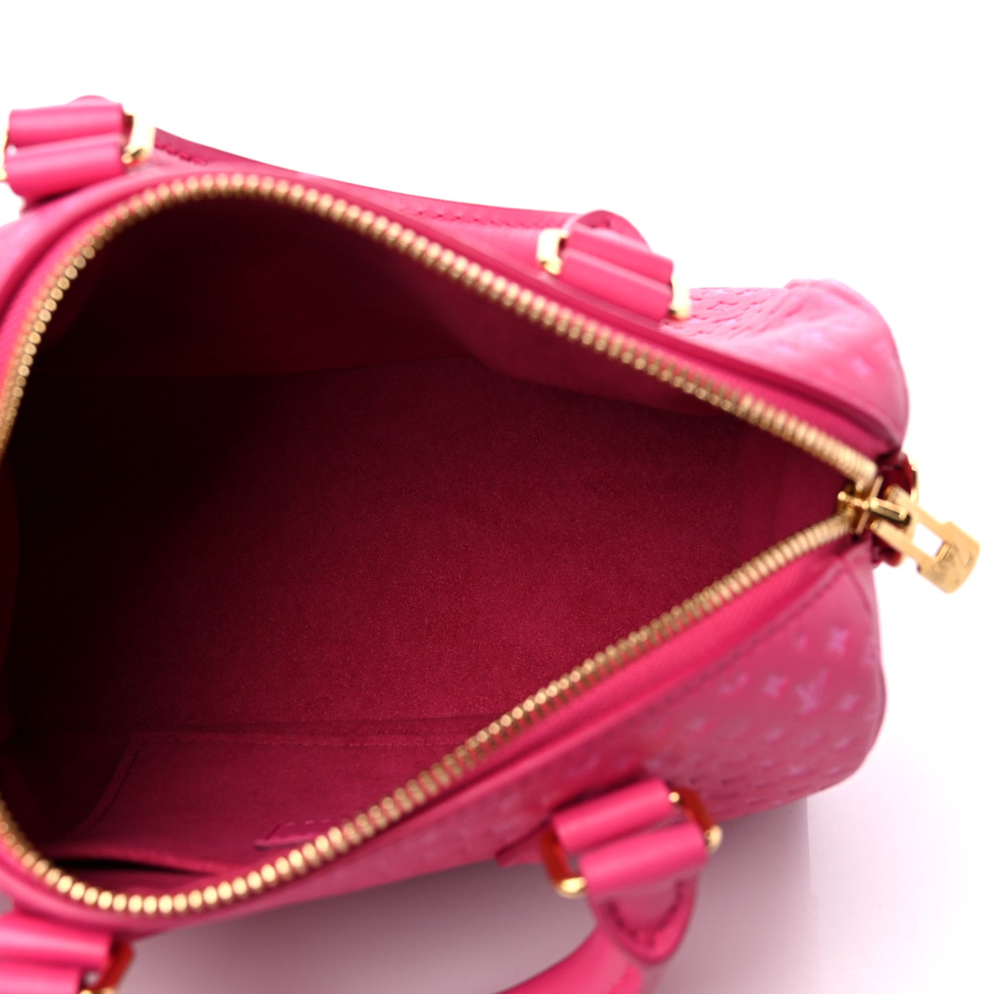 Calfskin Nanogram Embossed Speedy Bandouliere 20 Rose