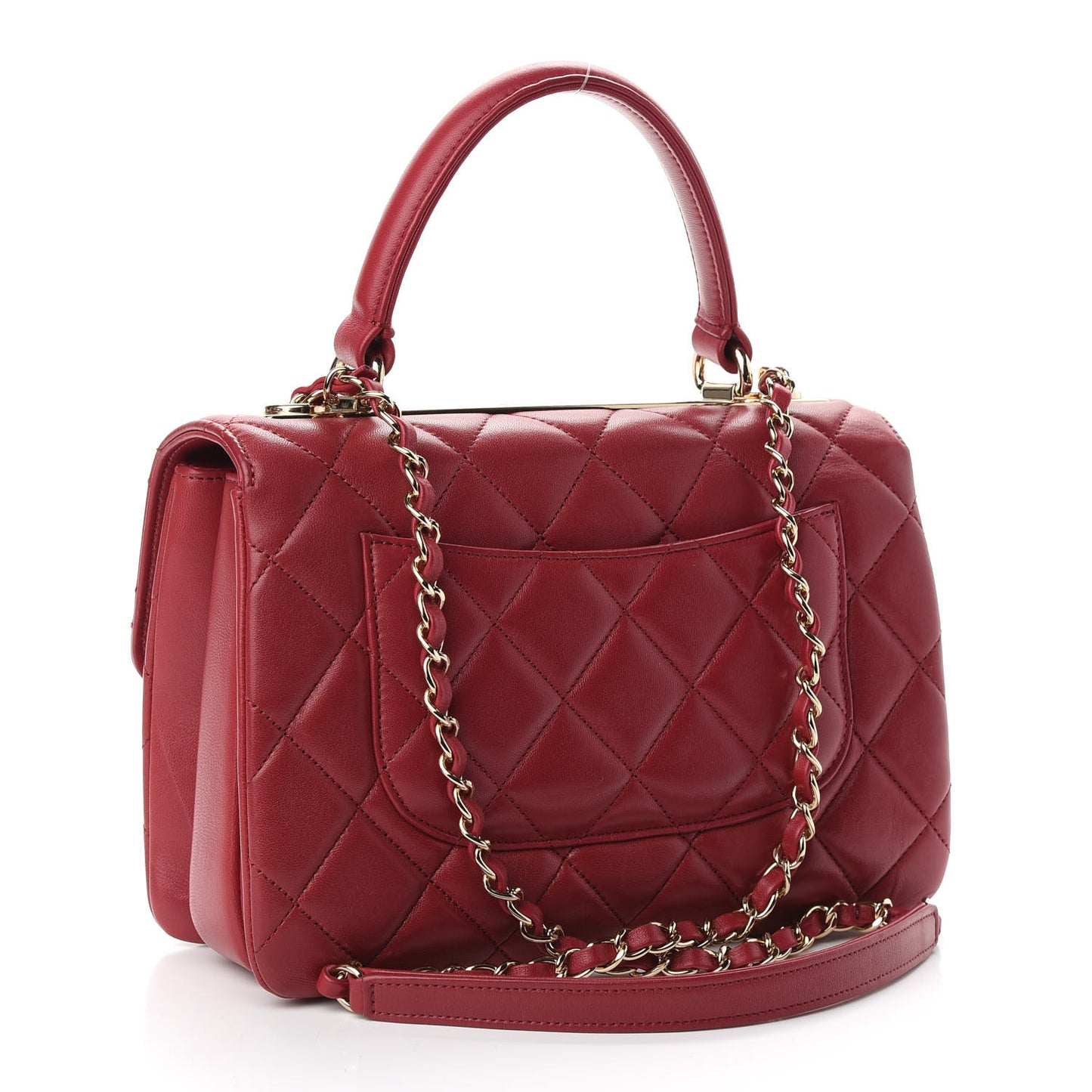 Lambskin Quilted Small Trendy CC Flap Dual Handle Bag Red