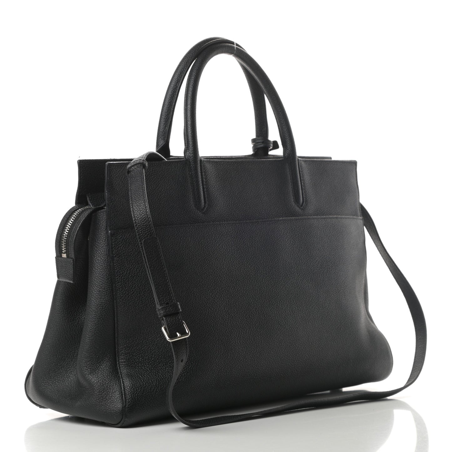 Grained Calfskin Medium Cabas Rive Gauche Black