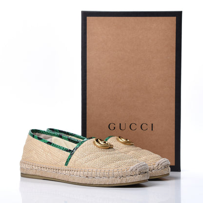 Gucci Straw Matelasse Elaphe GG Marmont Espadrilles 38 Natural New Shamarock 13 of 13