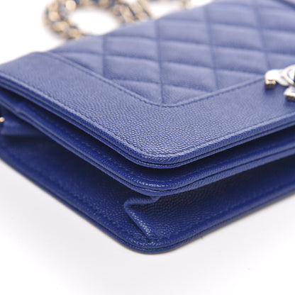 Chanel Caviar Quilted Vintage Mademoiselle Wallet On Chain WOC Blue 10 of 12