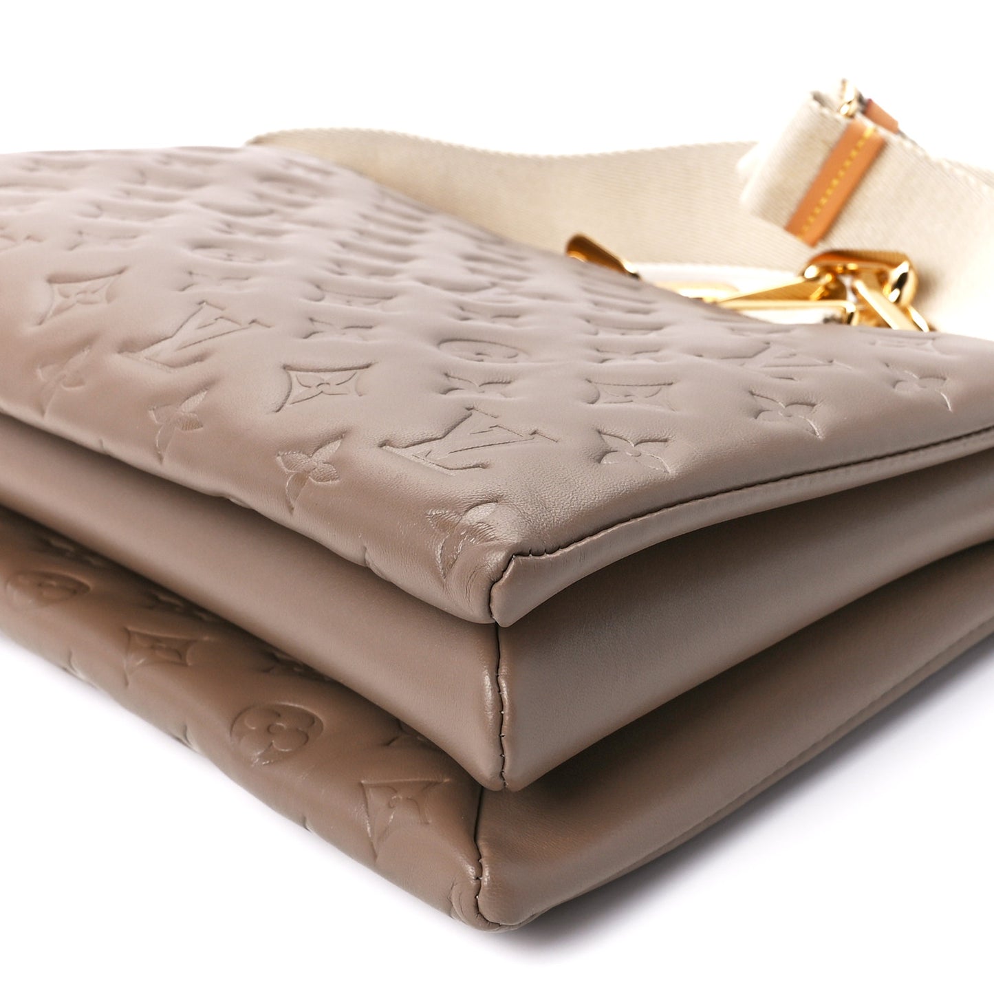 Lambskin Embossed Monogram Coussin MM Taupe