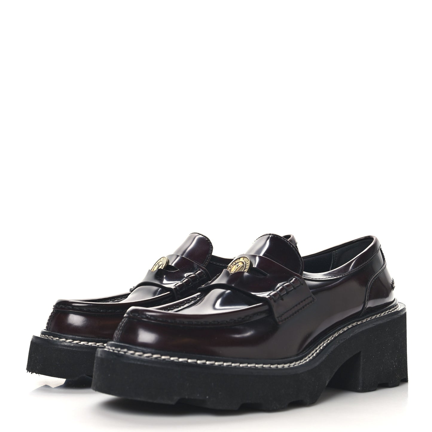 Glazed Calfskin LV Beaubourg Loafer 38 Bordeaux Red