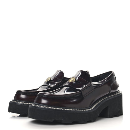 Louis Vuitton Glazed Calfskin LV Beaubourg Loafer 38 Bordeaux Red 4 of 9
