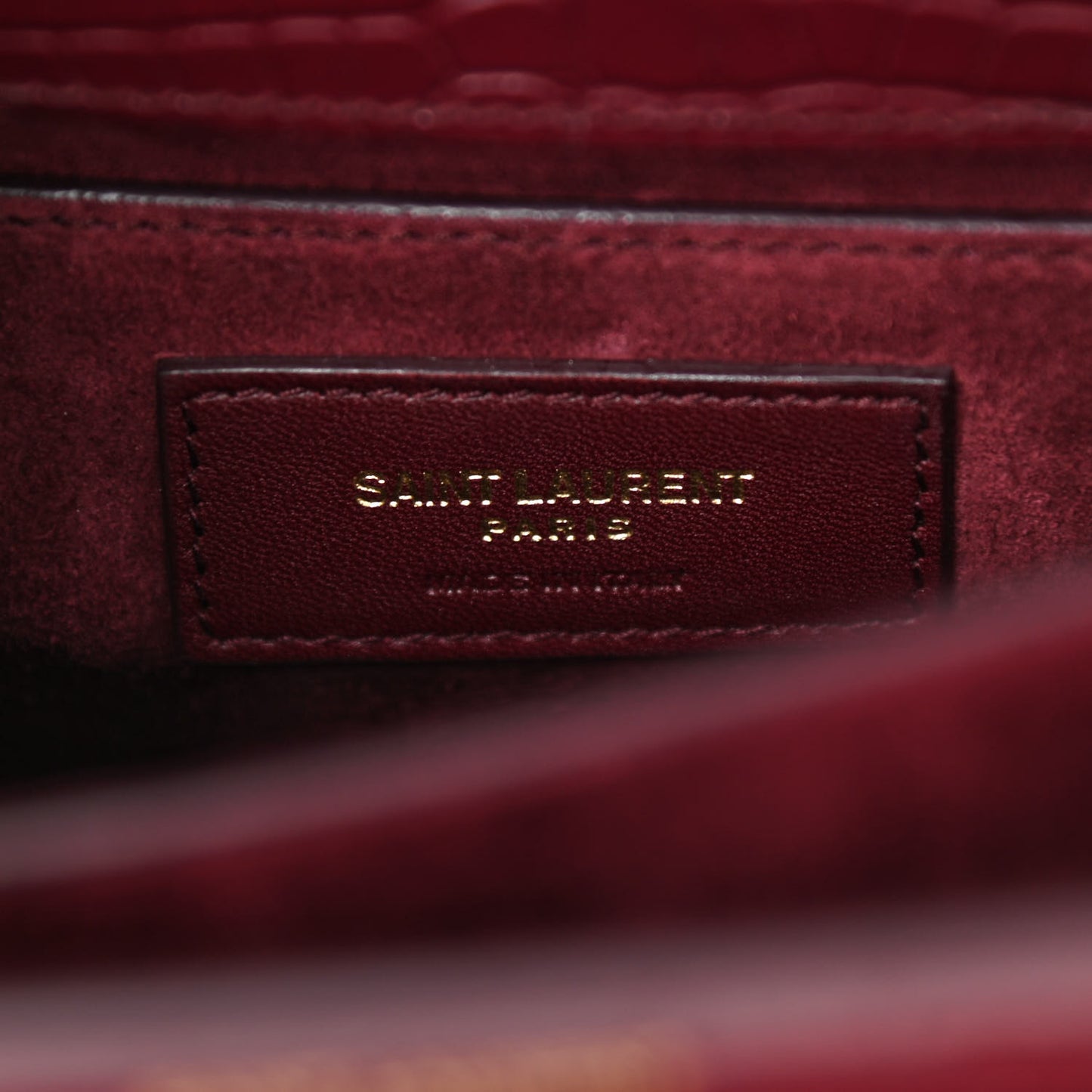 Calfskin Crocodile Embossed Medium Monogram Sunset Rouge Legion