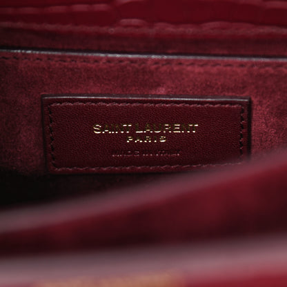 Saint Laurent Calfskin Crocodile Embossed Medium Monogram Sunset Rouge Legion 6 of 8
