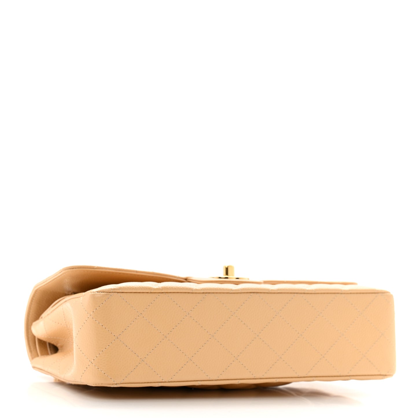 Caviar Quilted Medium Double Flap Beige