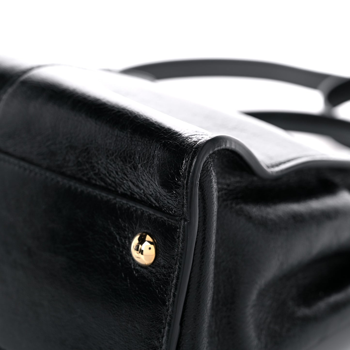 Agnello Old Shine Medium Peekaboo Iconic Satchel Black