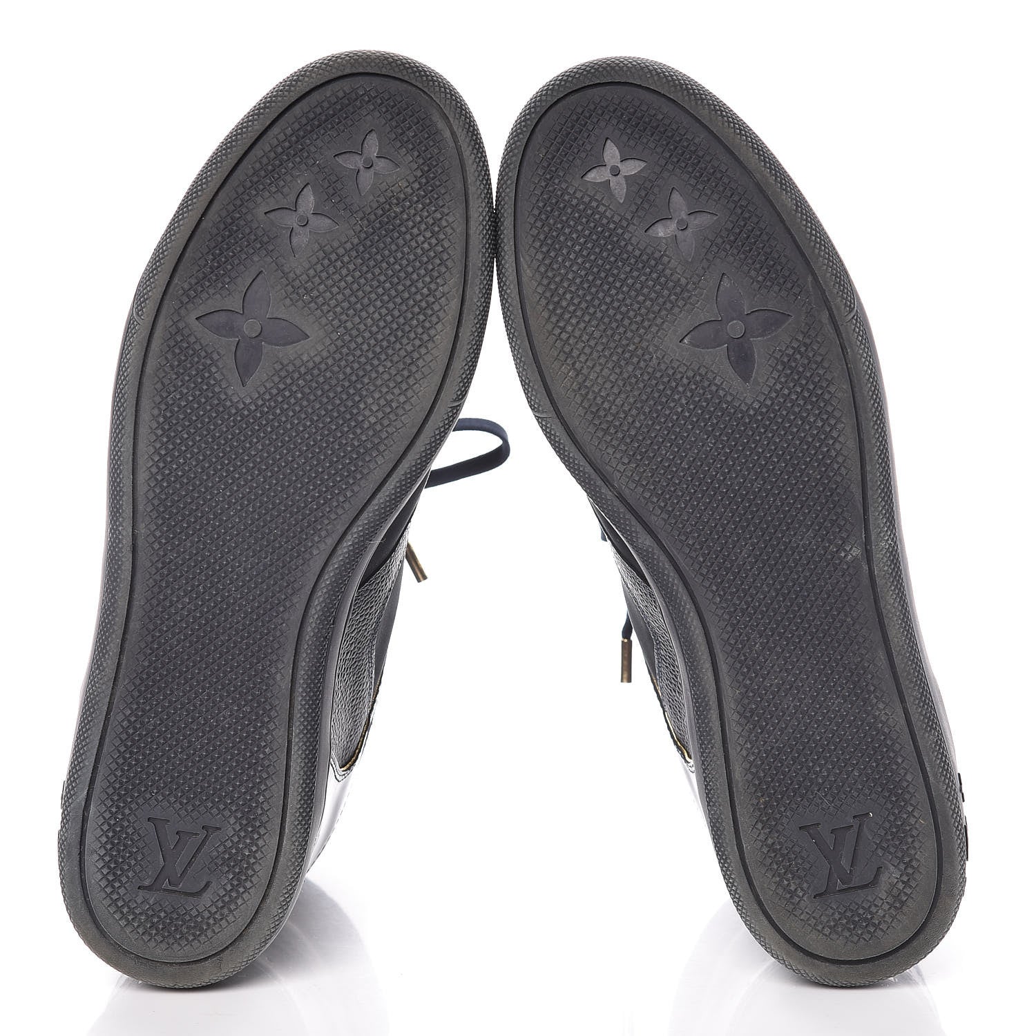 Louis Vuitton Calfskin Patent Suede Monogram Cliff Top Wedge Sneakers 41Navy 9 of 9