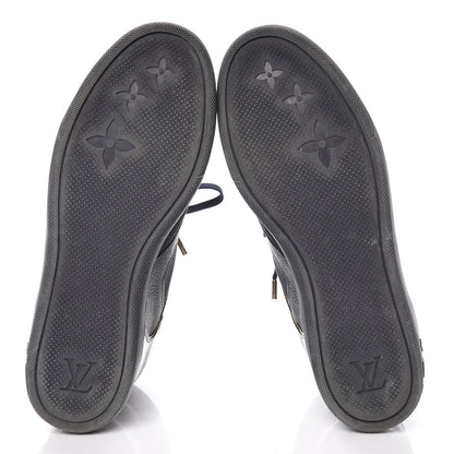 Louis Vuitton Calfskin Patent Suede Monogram Cliff Top Wedge Sneakers 41Navy 9 of 9