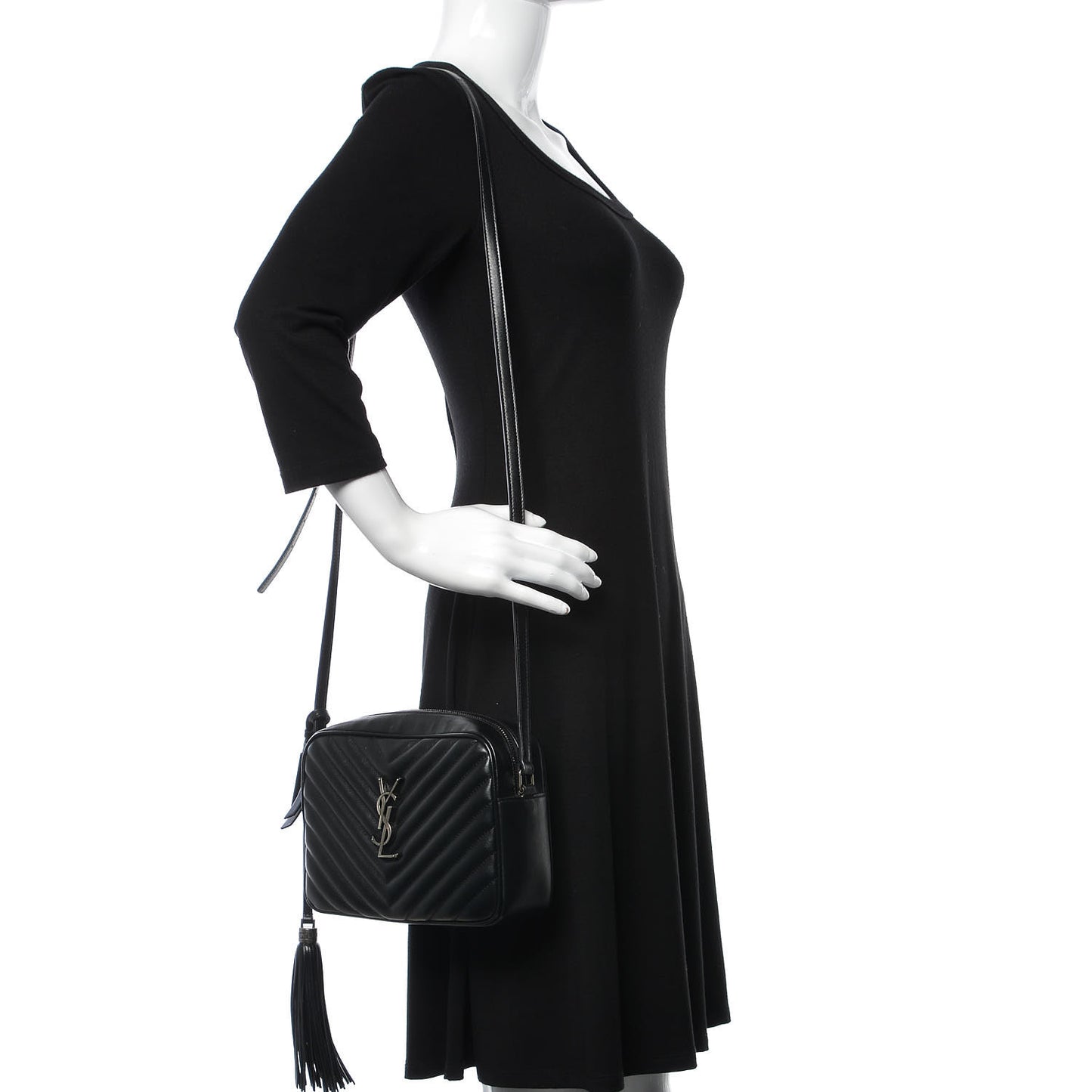 Calfskin Matelasse Monogram Lou Camera Bag Black