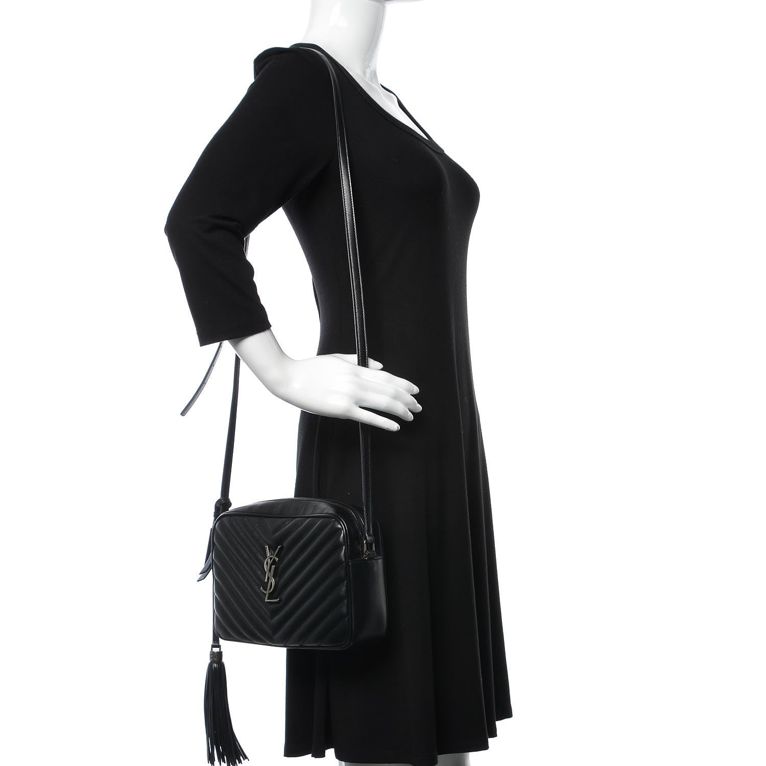 Saint Laurent Calfskin Matelasse Monogram Lou Camera Bag Black 2 of 10