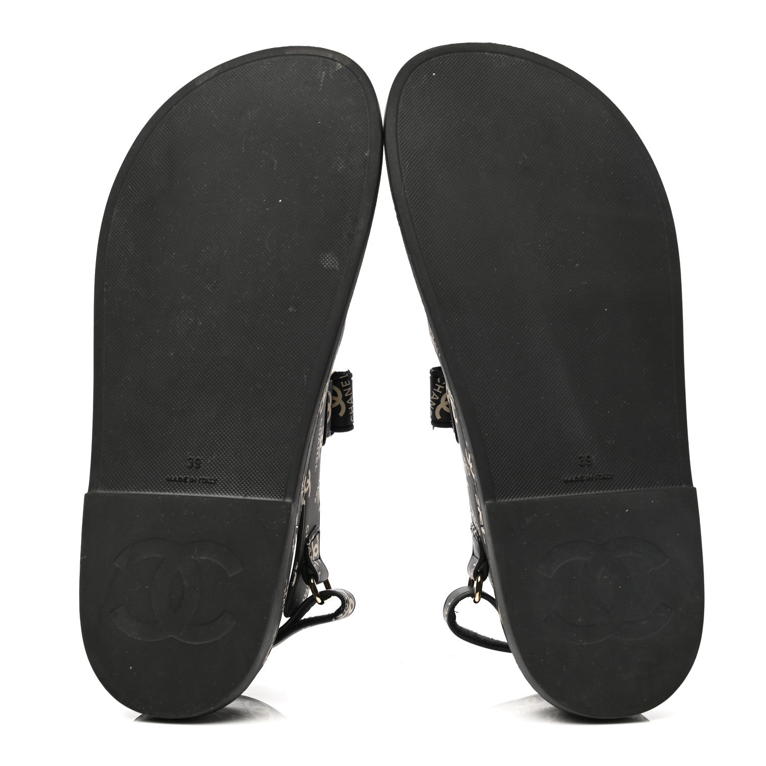 Chanel Rubber CC Dad Sandals 39 Black 5 of 9