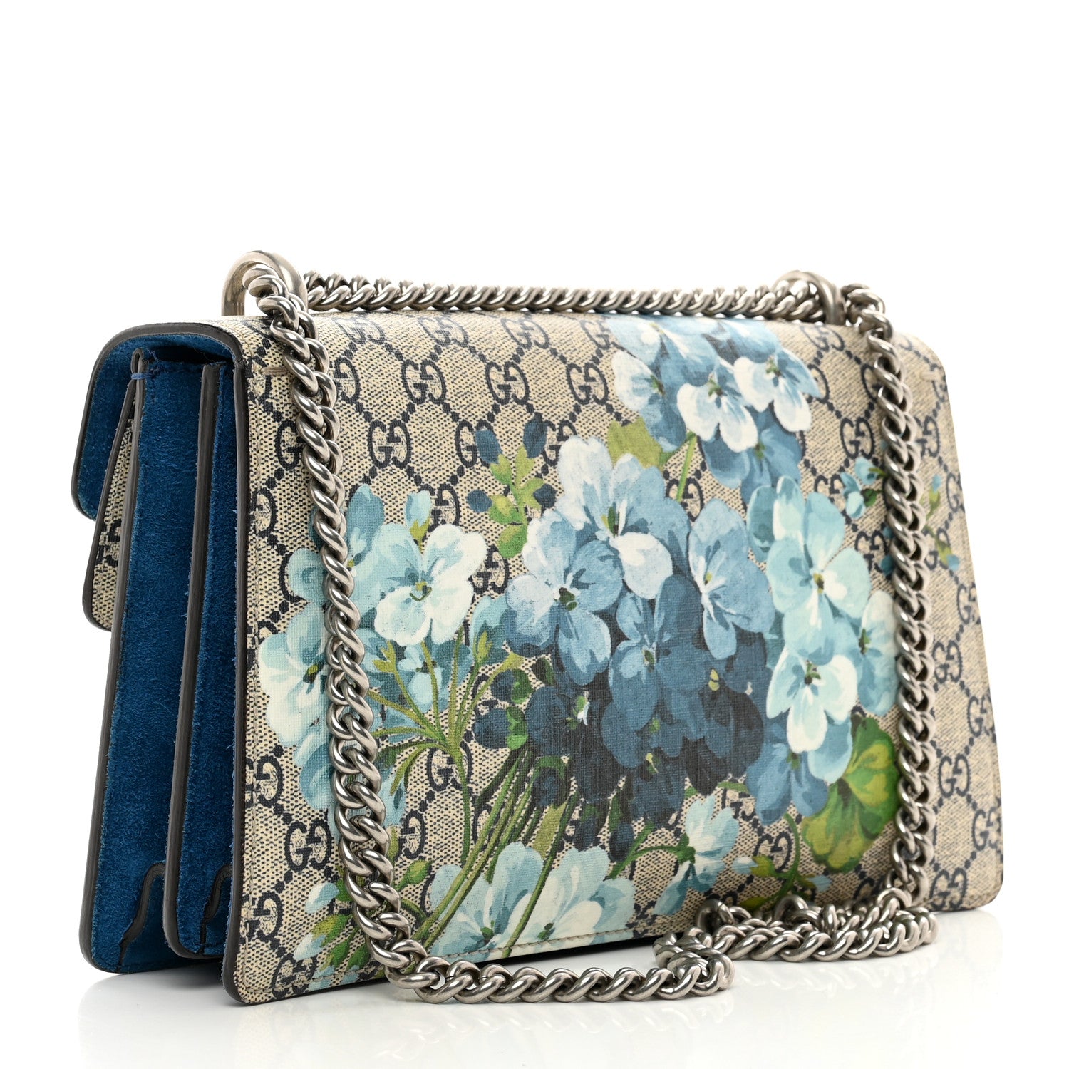 Gucci GG Supreme Monogram Blooms Small Dionysus Shoulder Bag Beige Navy Vintage Blue 3 of 11