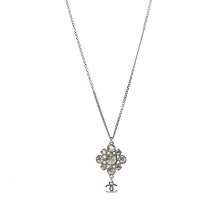 Chanel Crystal CC Drop Pendant Necklace Silver 1 of 5