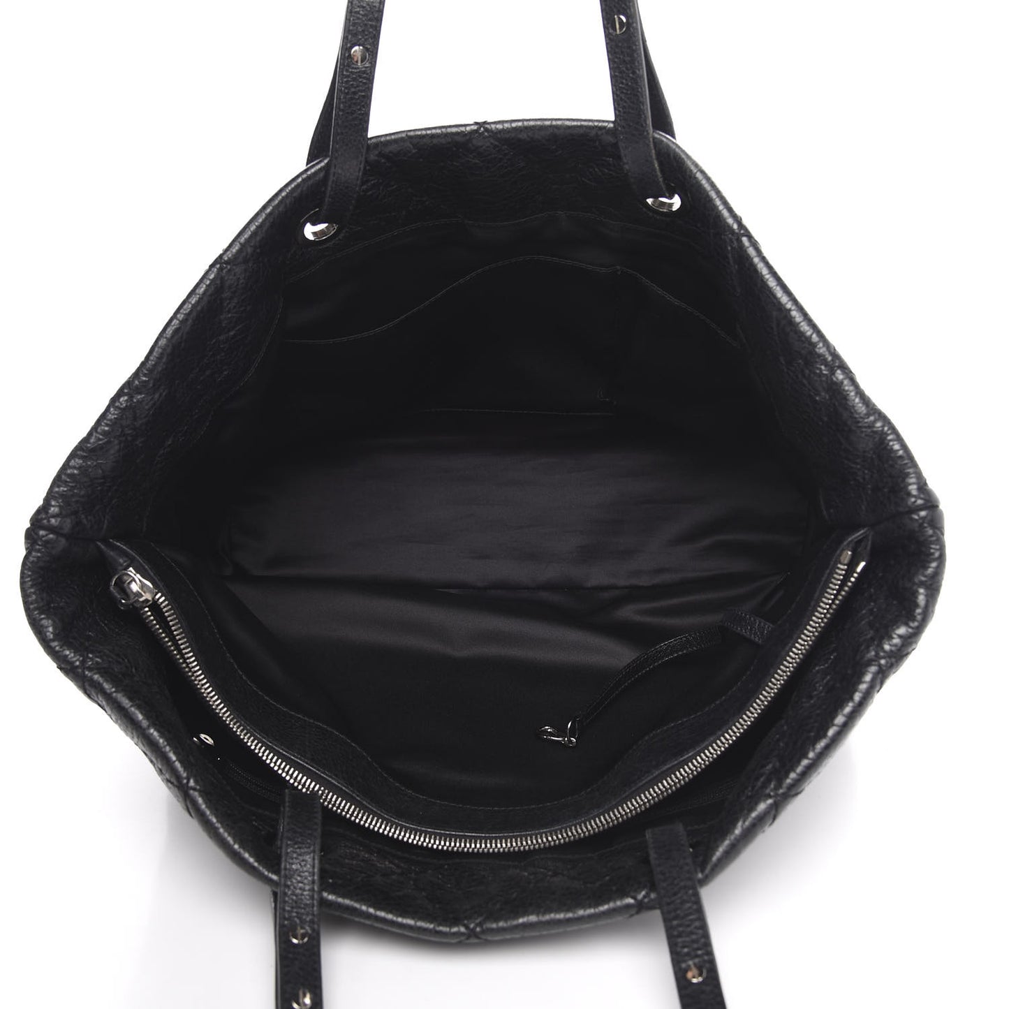 Glazed Calfskin Large On The Road Tote Black