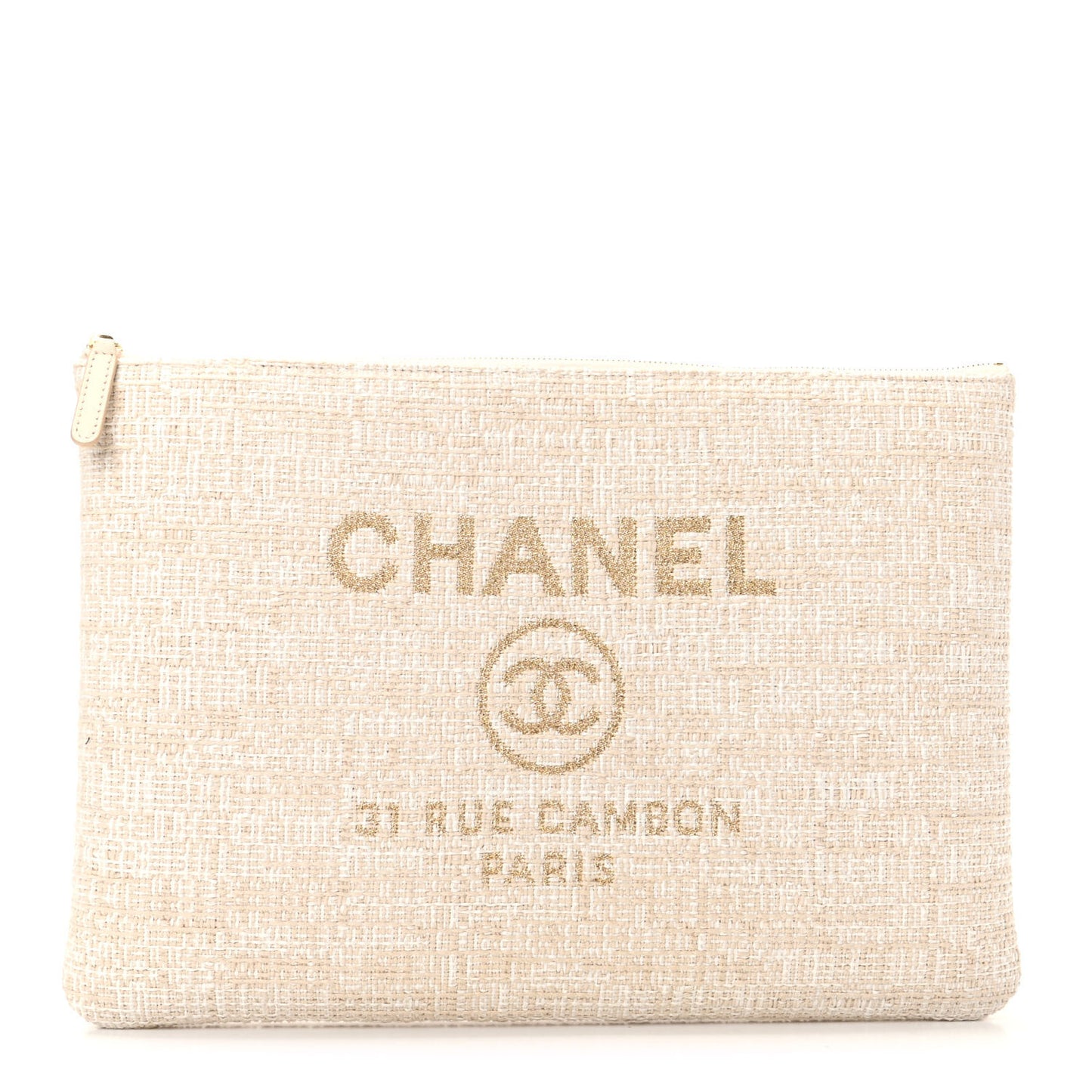 Canvas Medium Deauville Cosmetic Pouch Light Beige