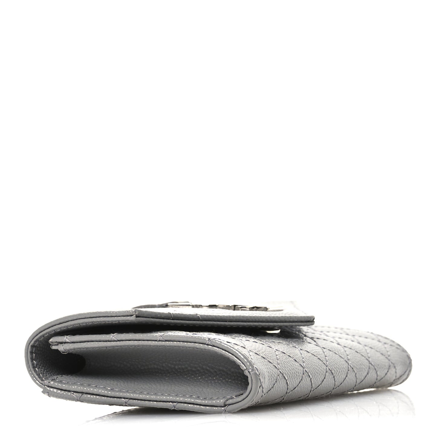 Grain De Poudre Textured Mixed Matelasse Triquilt Small Monogram Envelope Wallet Stone Grey