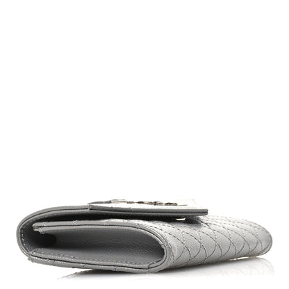 Saint Laurent Grain De Poudre Textured Mixed Matelasse Triquilt Small Monogram Envelope Wallet Stone Grey 4 of 7