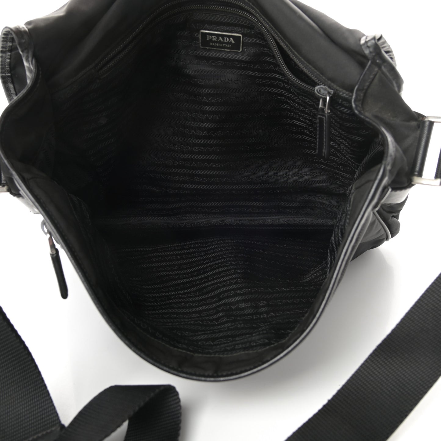 Tessuto Nylon Saffiano Messenger Satchel Black