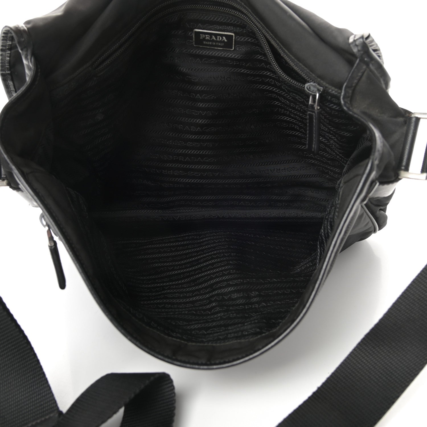 Prada Tessuto Nylon Saffiano Messenger Satchel Black 5 of 13