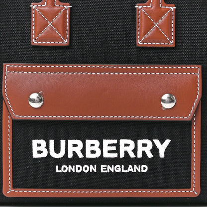 Burberry Canvas Smooth Calfskin Mini Two Tone Freya Tote Black Tan 9 of 13