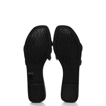 Hermes Rubber Aloha Sandals 38 Black 5 of 9