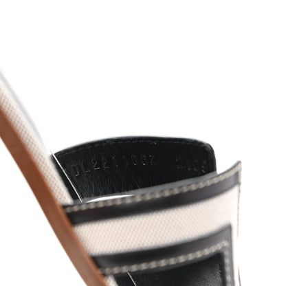 Hermes Calfskin Canvas Oran Sandals 37 Black 8 of 8