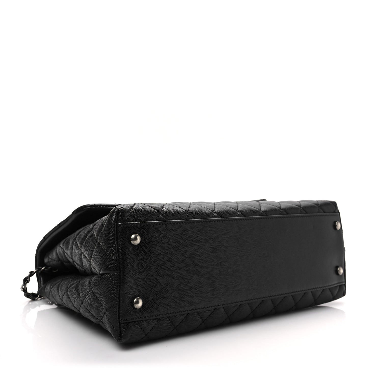 Caviar Lizard Quilted Medium Coco Handle Flap Black Burgundy