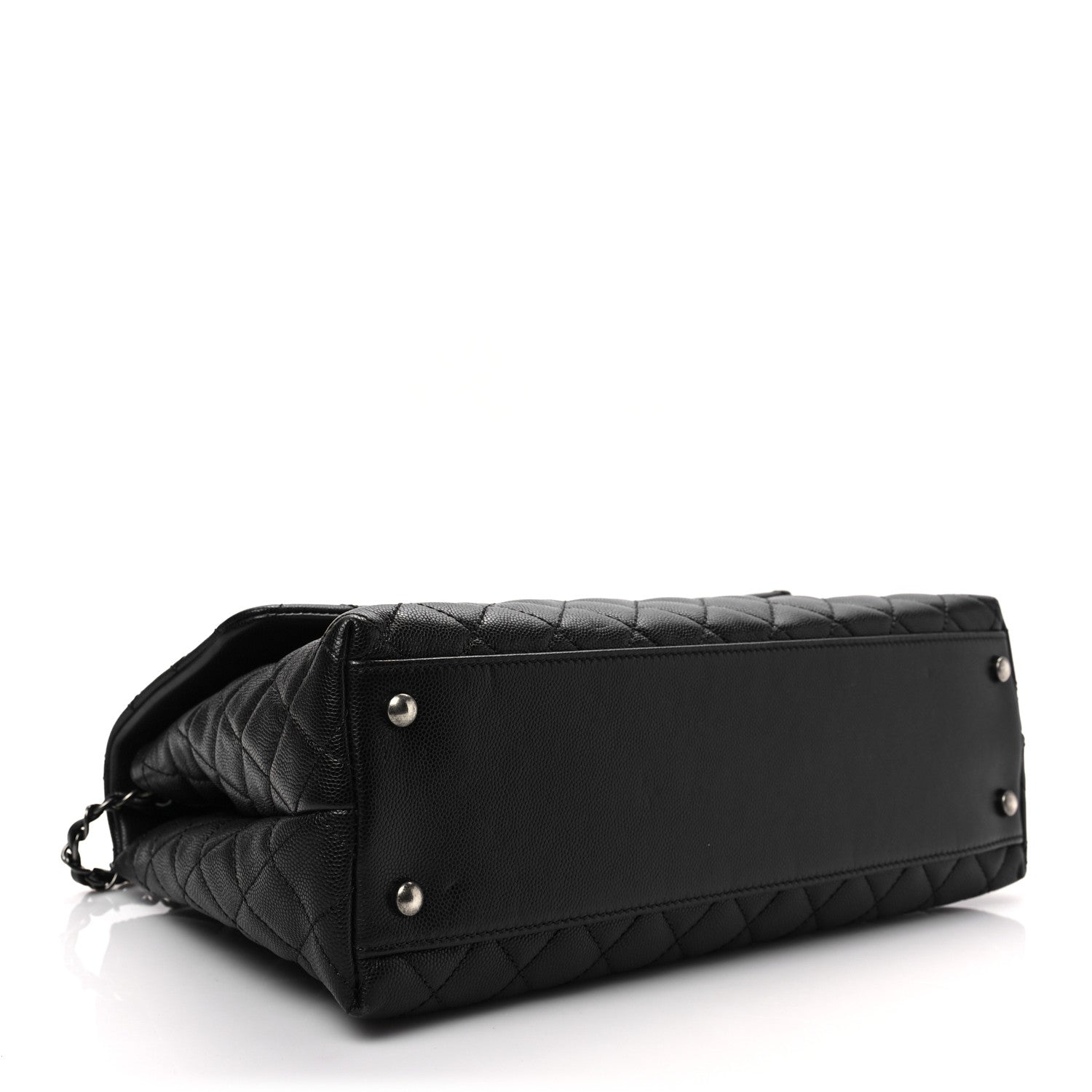 Chanel Caviar Lizard Quilted Medium Coco Handle Flap Black Burgundy 4 of 8
