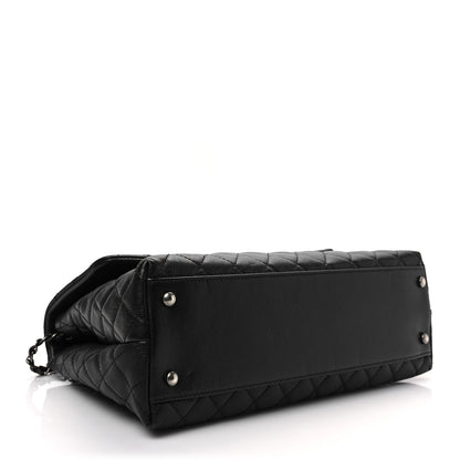 Chanel Caviar Lizard Quilted Medium Coco Handle Flap Black Burgundy 4 of 8