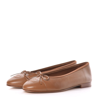 Chanel Lambskin Cap Toe Ballerina Flats 40.5 Camel 3 of 9