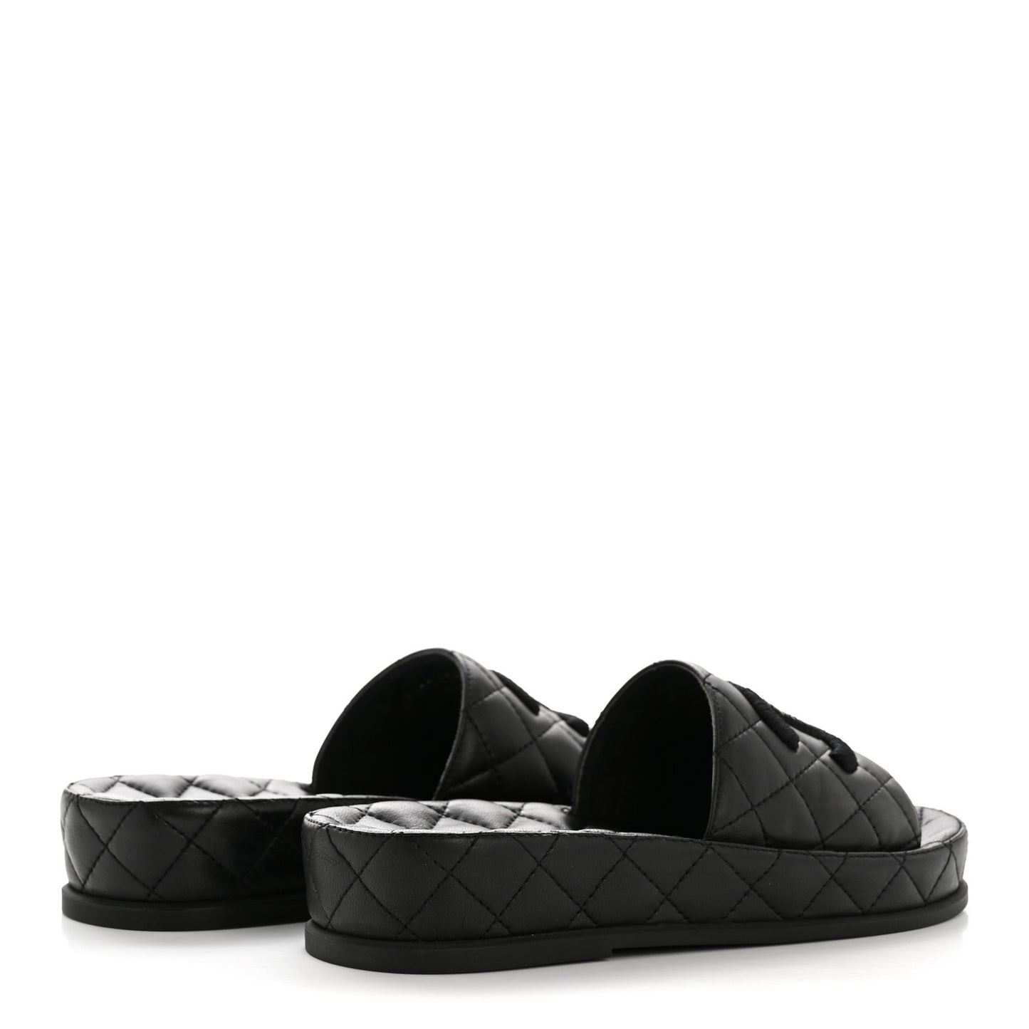 Lambskin Quilted CC Mules Sandals 35 Black