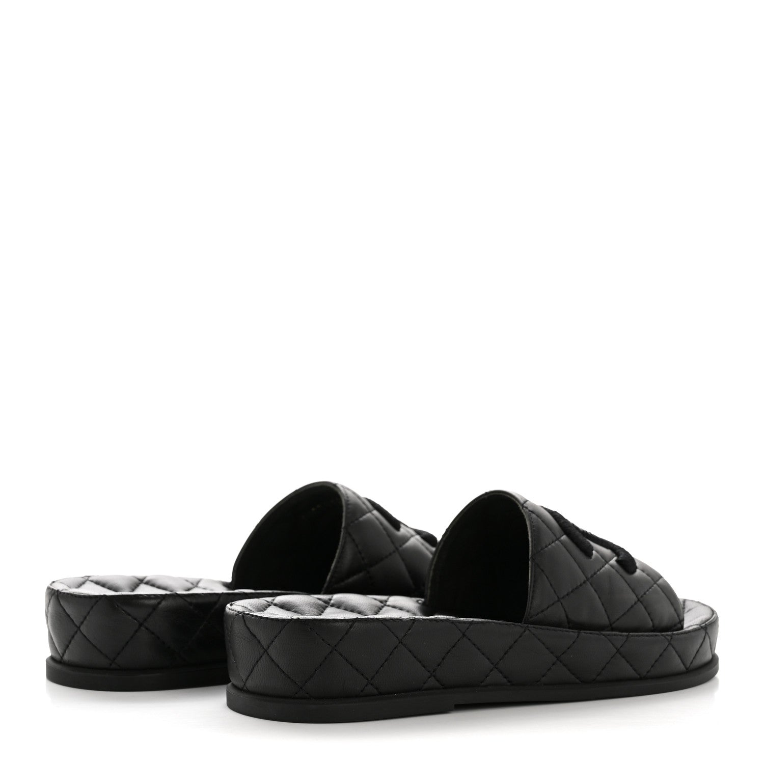 Chanel Lambskin Quilted CC Mules Sandals 35 Black 5 of 11