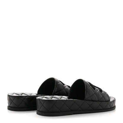 Chanel Lambskin Quilted CC Mules Sandals 35 Black 5 of 11