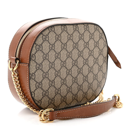 Gucci GG Supreme Monogram Cuoio Toscano Mini Chain Shoulder Bag Beige Ebony Cuir 3 of 11