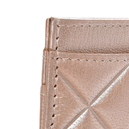 Chanel Metallic Lambskin Quilted Diamond CC Card Holder Beige 12 of 13