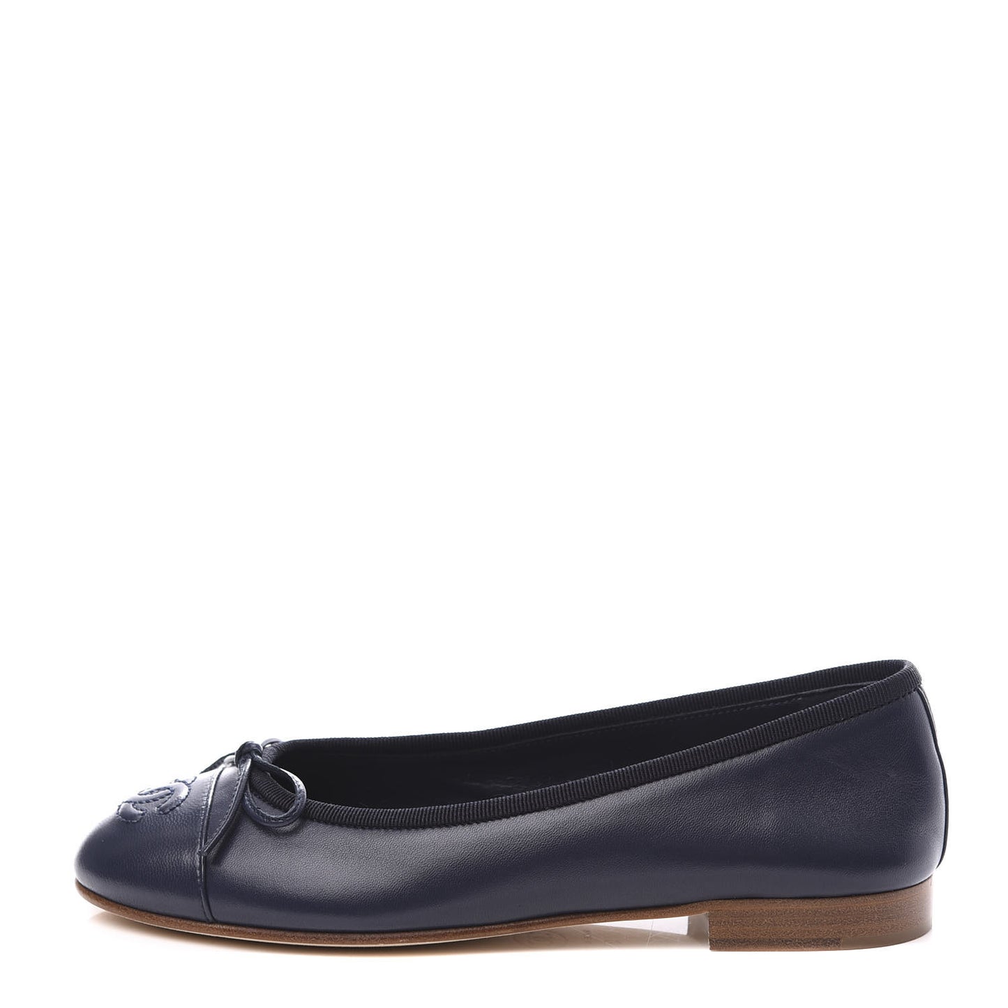 Lambskin CC Cap Toe Ballerina Flats 35 Navy