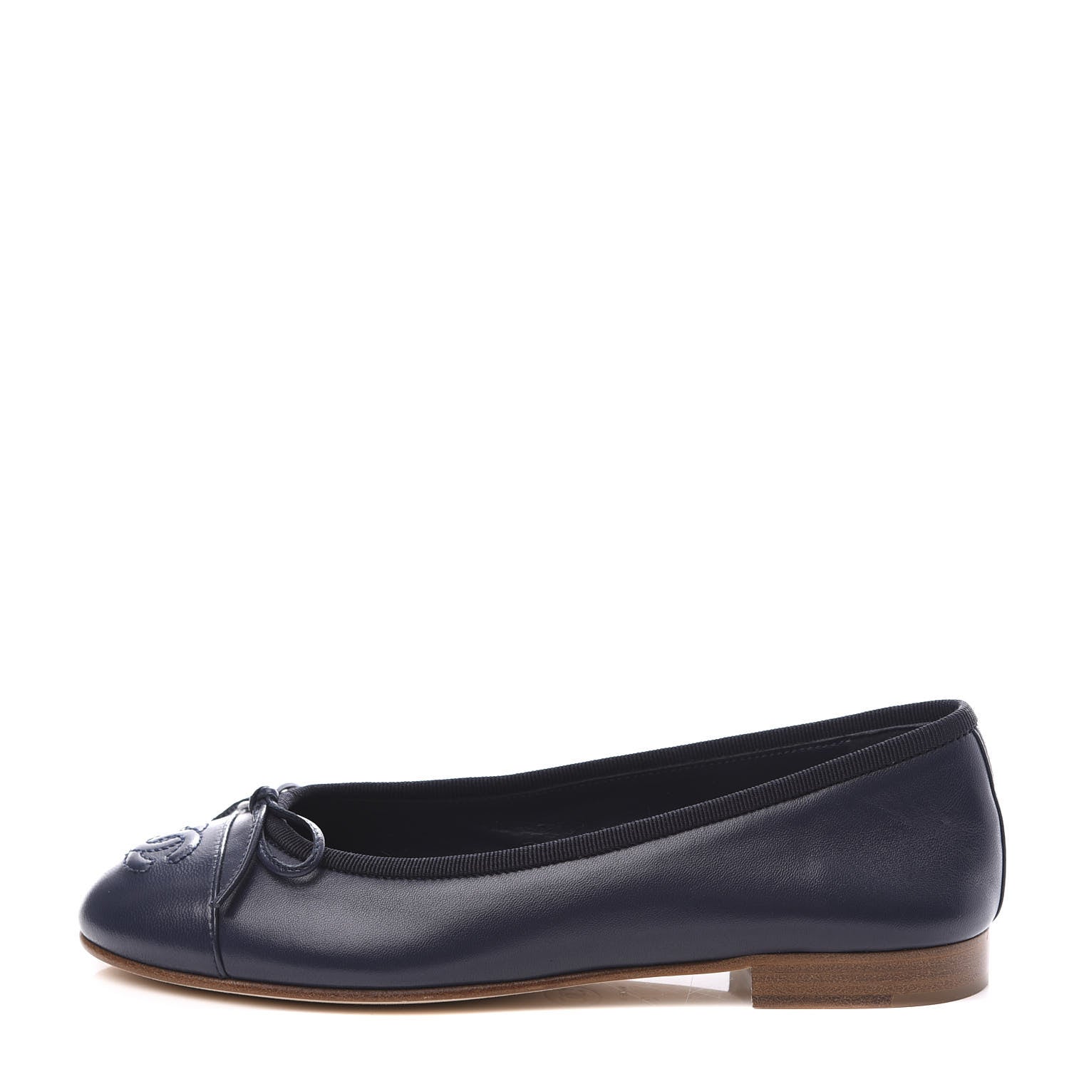 Chanel Lambskin CC Cap Toe Ballerina Flats 35 Navy 1 of 10