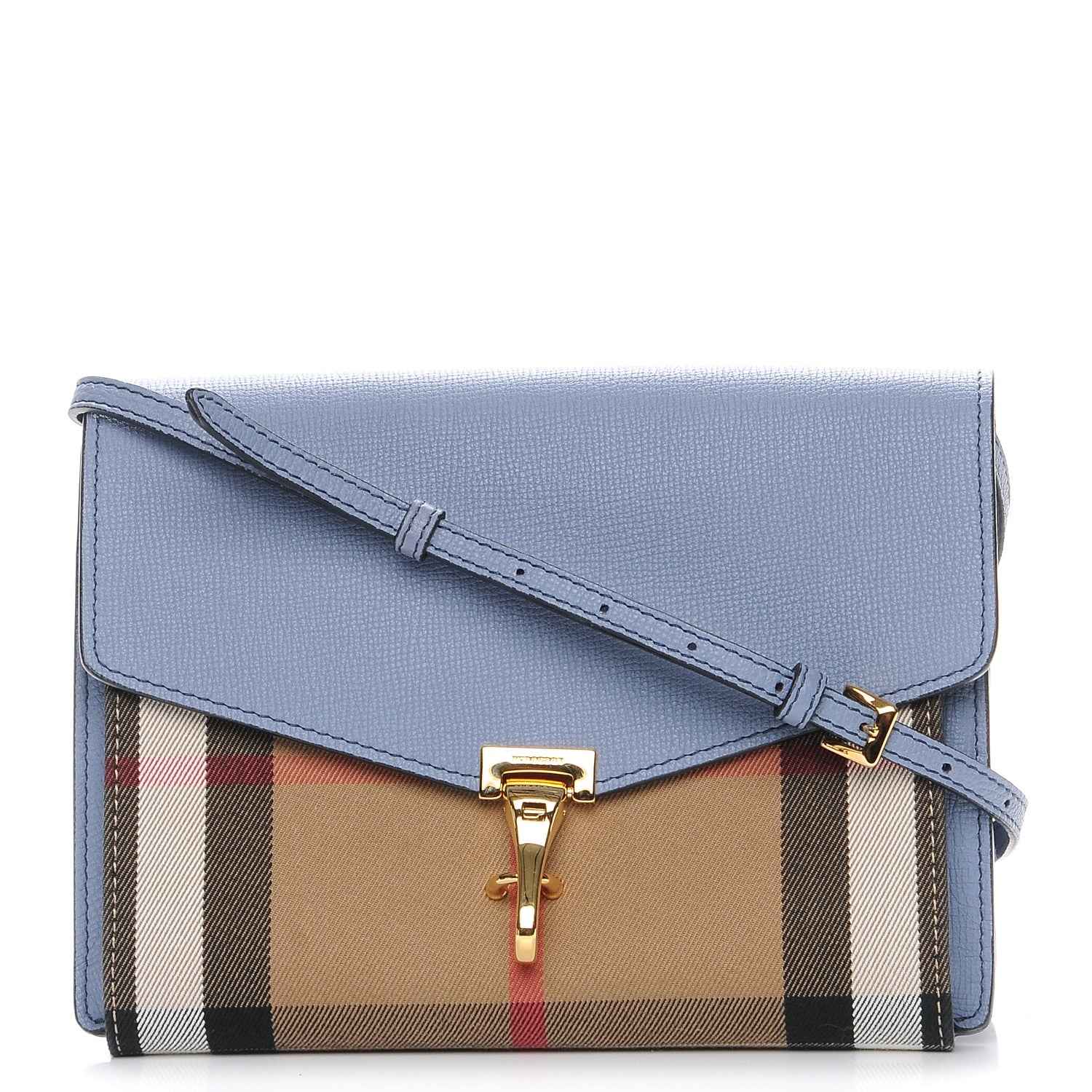 Burberry Derby Calfskin House Check Small Macken Crossbody Bag Slate Blue 1 of 9