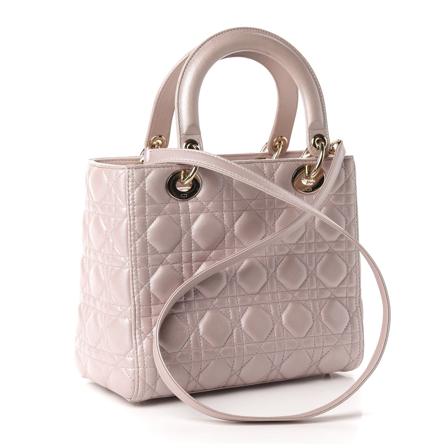 Pearly Lambskin Cannage Medium Lady Dior Lotus