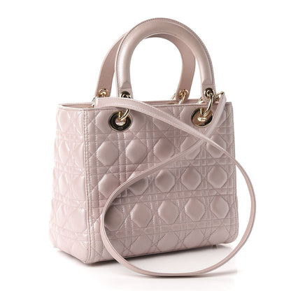 Christian Dior Pearly Lambskin Cannage Medium Lady Dior Lotus 3 of 10
