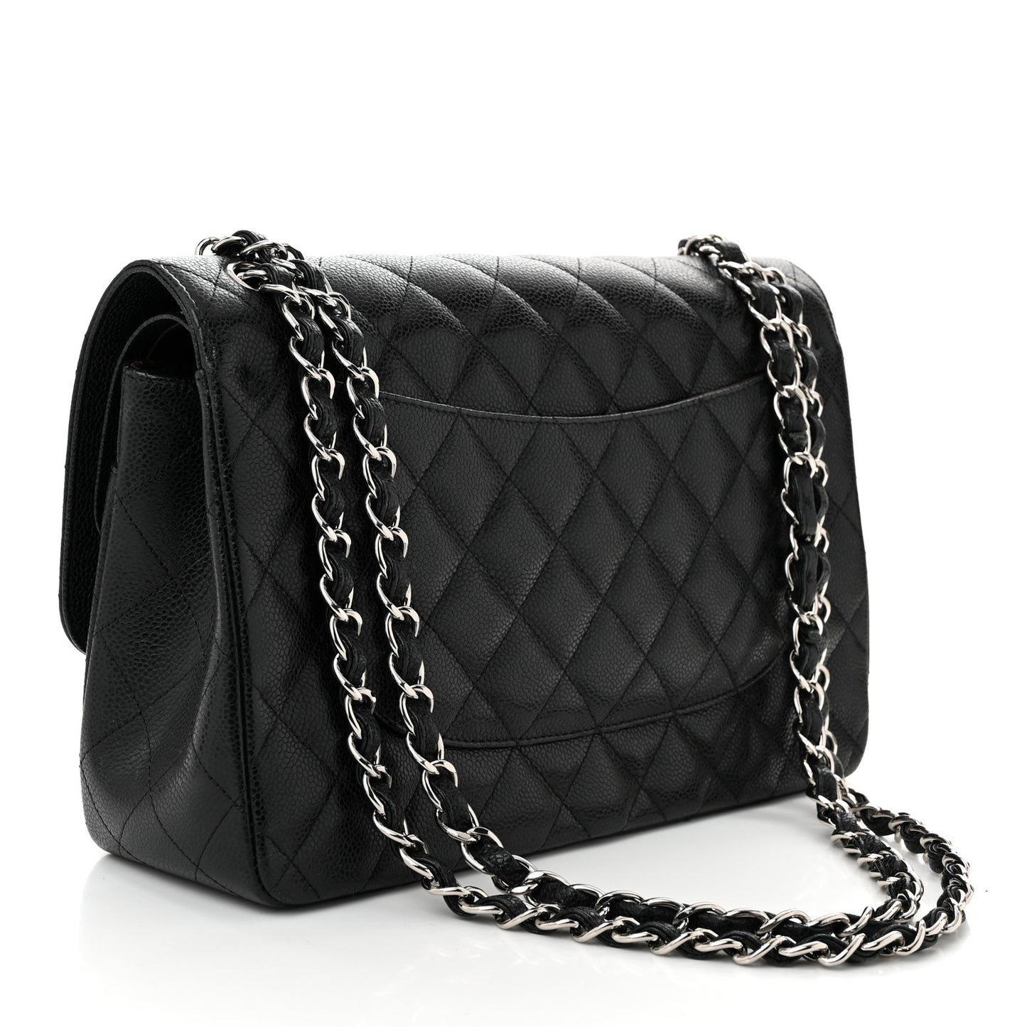 Caviar Quilted Jumbo Double Flap Black