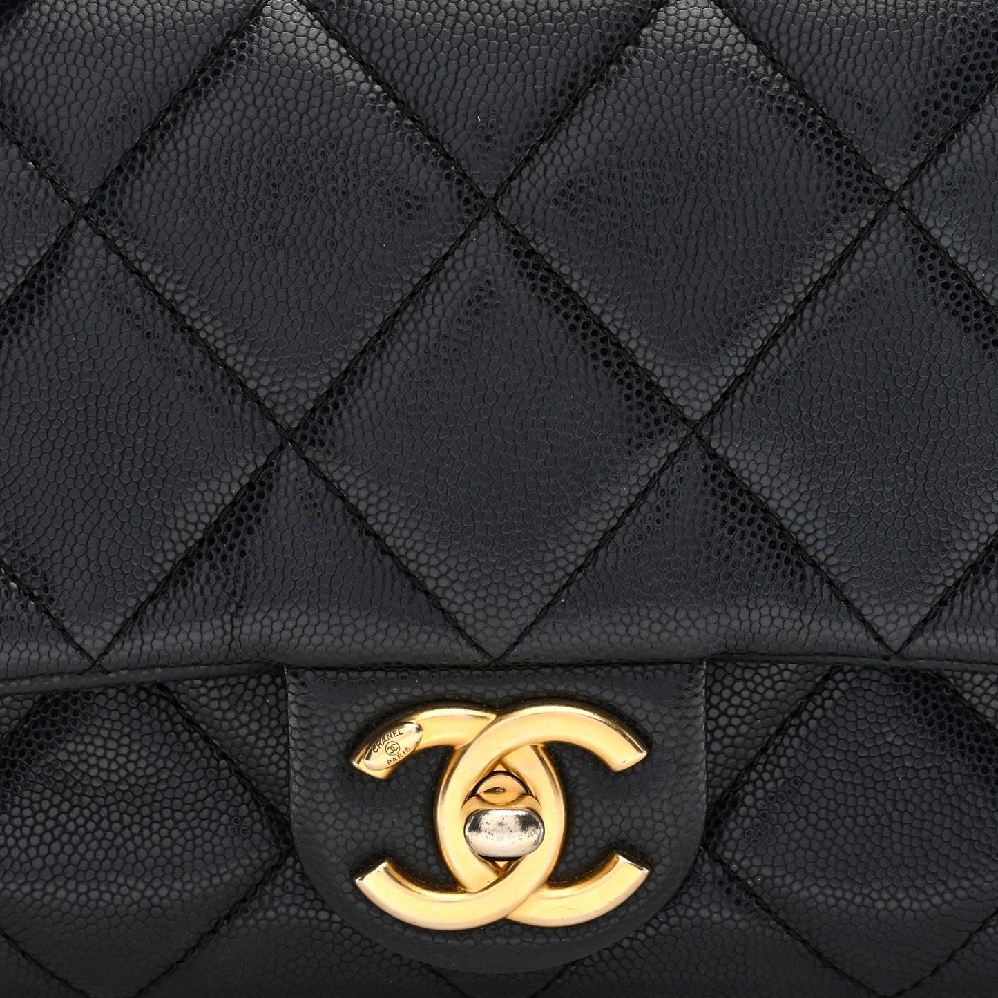 Caviar Quilted Small Twist Your Buttons Flap Black