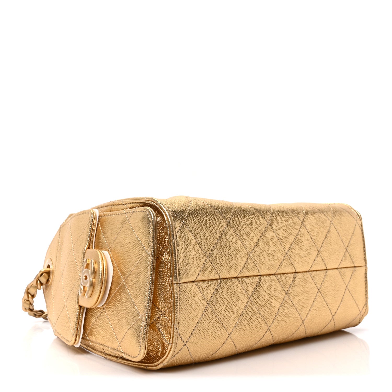 Chanel Metallic Caviar Quilted Mini Chanel 25 Handbag Gold 4 of 11