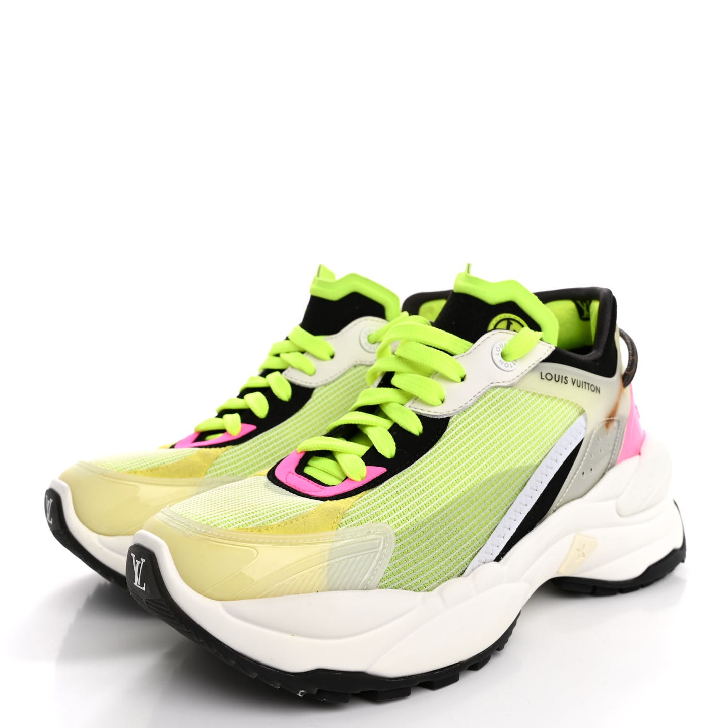 Mix Materials Suede Calfskin Run 55 Sneakers 36.5 Pink White Yellow