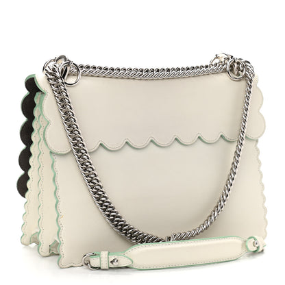 Fendi Vitello Baltico Scalloped Studded Kan I Shoulder Bag Bianco 3 of 10